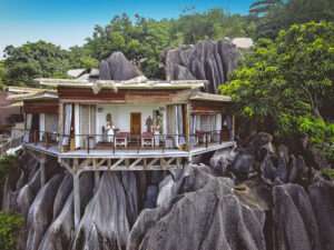 Dschungelhotel Domaine de l'Orangeraie Seychellen auf Felsen, Reisebüro Bretzenheim