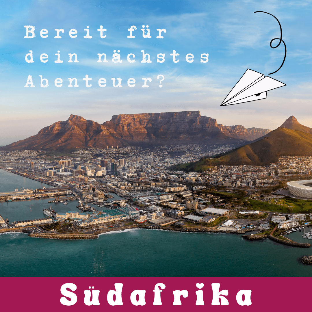 Sind Sie bereit, die atemberaubenden Landschaften Südafrikas zu erkunden? Unser Reisebüro bringt Sie direkt in das Herz von Kapstadt, mit seinem majestätischen Tafelberg und pulsierenden Stadtzentrum. Tauchen Sie ein in ein Abenteuer voller Entdeckungen – von der reichen Kultur bis hin zu den wilden Naturschönheiten. Starten Sie Ihr nächstes Abenteuer mit uns!