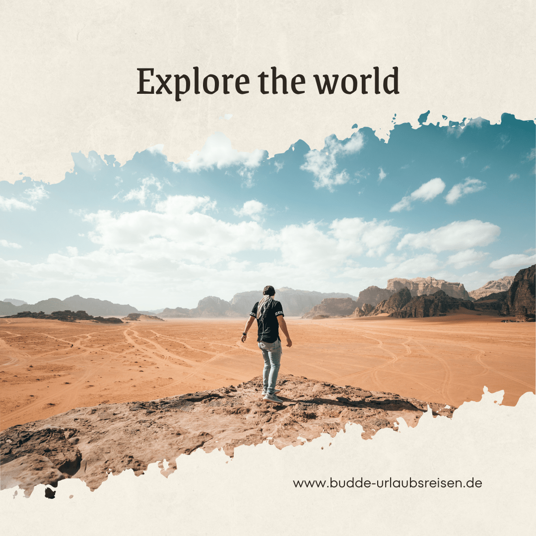 Begleiten Sie uns auf eine Reise der Entdeckungen mit Budde Urlaubsreisen, wo jeder Schritt Sie in neue Welten führt. Unsere individuellen Wüstenexpeditionen bieten Ihnen nicht nur eine Reise, sondern eine Transformation. Erkunden Sie die unendlichen Weiten und das uralte Geheimnis der Wüste. Starten Sie Ihr Abenteuer jetzt!