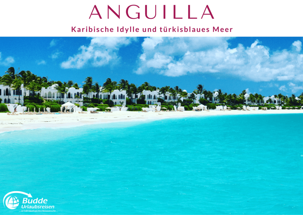 Weißer Sandstrand und türkisblaues Meer auf Anguilla