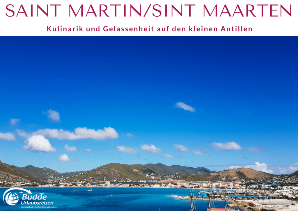 Karibikurlaub auf Saint Martin - Blick auf die Küste und den Hafen