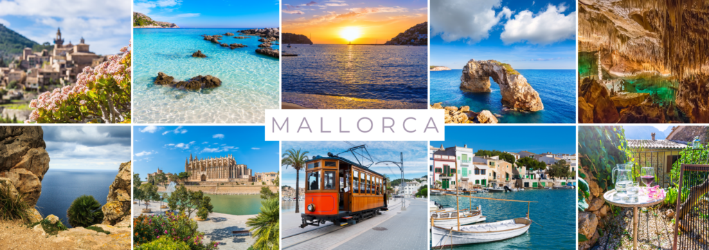 Highlights von Mallorca: Valldemossa, türkisfarbenes Wasser, Sonnenuntergang, Felsenbögen, Tropfsteinhöhle, Aussichtspunkt, Kathedrale von Palma, Straßenbahn von Soller, Hafen von Cala Figuera, malerischer Garten.