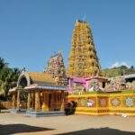 Bunter Hindu-Tempel mit einem hohen Turm und kunstvollen Verzierungen in Sri Lanka. - Sri Lanka Urlaub buchen