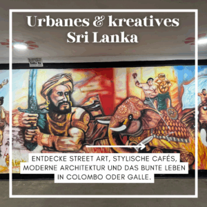Farbige Wandmalerei mit einem Krieger und einem Elefanten in Sri Lanka. - Sri Lanka Rundreise buchen
