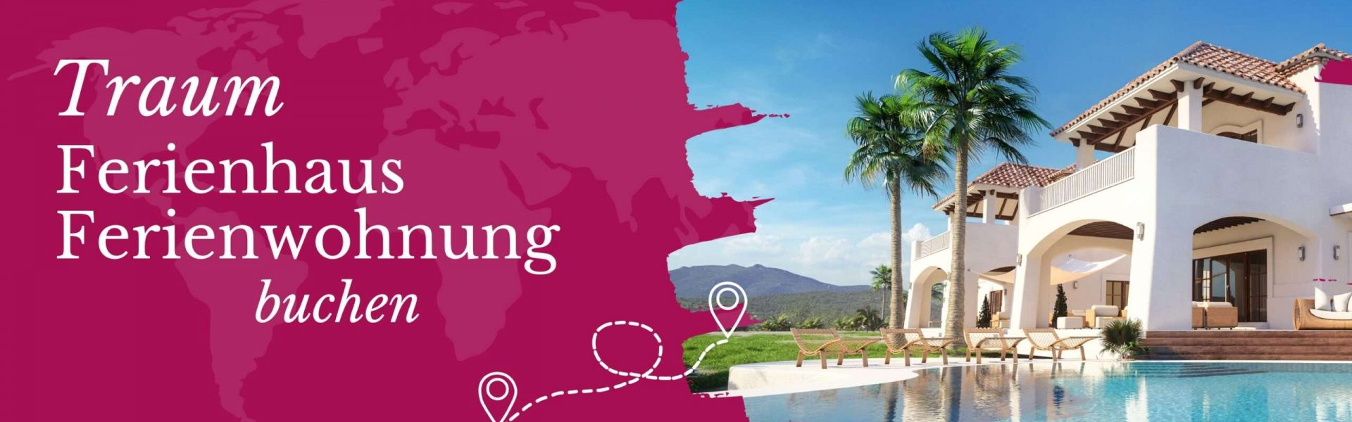 Ferienhaus online buchen bei der Reiseexpertin Luxuriöses Ferienhaus mit Pool und Palmen.